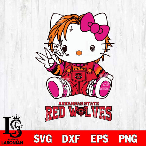 Arkansas State Red Wolves Hello Kitty Horror Svg Eps Dxf Png File, Digital Download