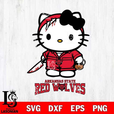 Arkansas State Red Wolves Hello Kitty Horror 5 Svg Eps Dxf Png File, Digital Download