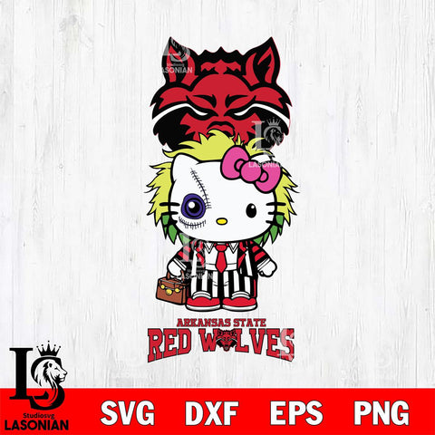 Arkansas State Red Wolves Hello Kitty Horror 8 Svg Eps Dxf Png File, Digital Download