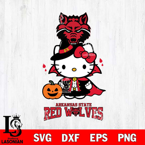 Arkansas State Red Wolves Hello Kitty Horror 9 Svg Eps Dxf Png File, Digital Download