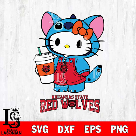 Arkansas State Red Wolves Hello Kitty Stitch Svg Eps Dxf Png File, NCAA svg, Digital Download, Instant Download
