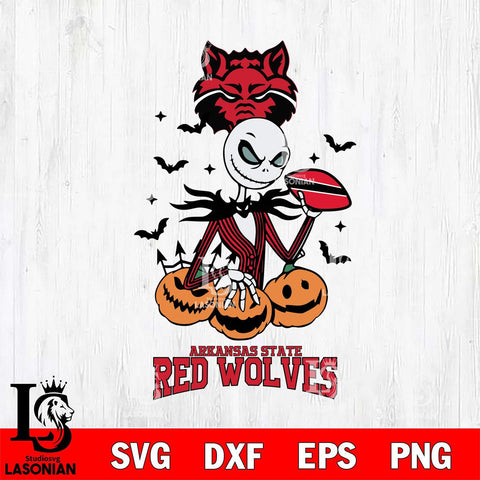 Arkansas State Red Wolves Jack Skellington 2 halloween Svg Eps Dxf Png File, NCAA svg, Digital Download, Instant Download