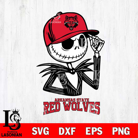 Arkansas State Red Wolves Jack Skellington 3 Halloween Svg Eps Dxf Png File, NCAA svg, Digital Download, Instant Download