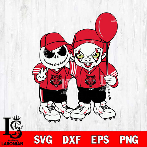 Arkansas State Red Wolves Jack Skellington And Pennywise Football Svg Eps Dxf Png File, NCAA svg, Digital Download, Instant Download