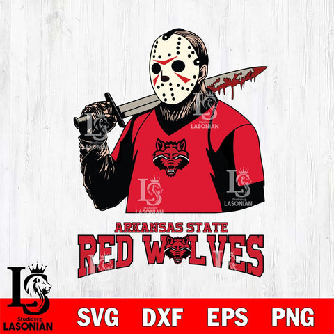 Arkansas State Red Wolves Jason Voorhees 11 Svg Eps Dxf Png File, Digital Download