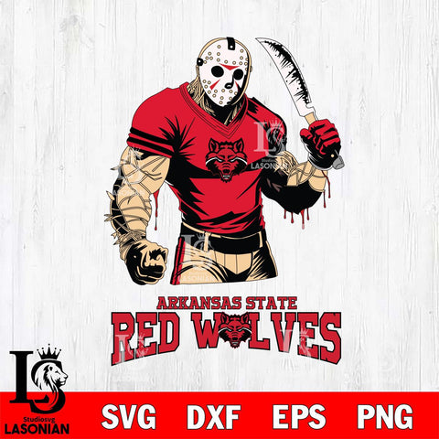Arkansas State Red Wolves Jason Voorhees Svg Eps Dxf Png File, Digital Download
