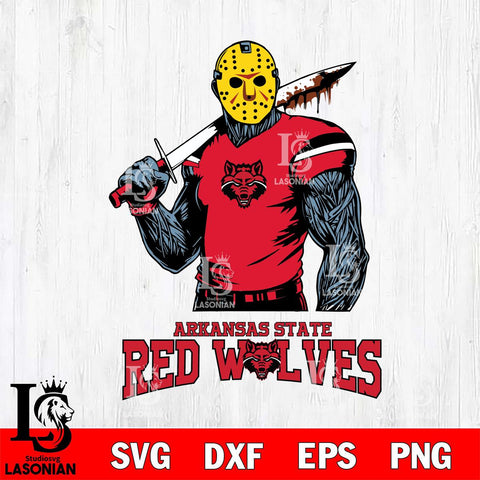 Arkansas State Red Wolves Jason Voorhees 7 Svg Eps Dxf Png File, Digital Download
