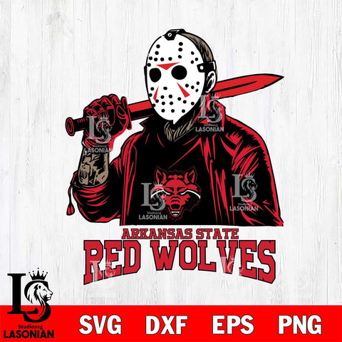 Arkansas State Red Wolves Jason Voorhees Horror Halloween Svg Eps Dxf Png File, NCAA svg, Digital Download, Instant Download