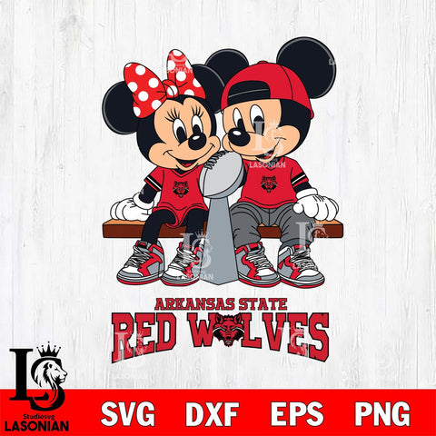 Arkansas State Red Wolves Mickey And Minnie Football Champions Svg Eps Dxf Png File, NCAA svg , Digital Download , Instant Download, Cricut File