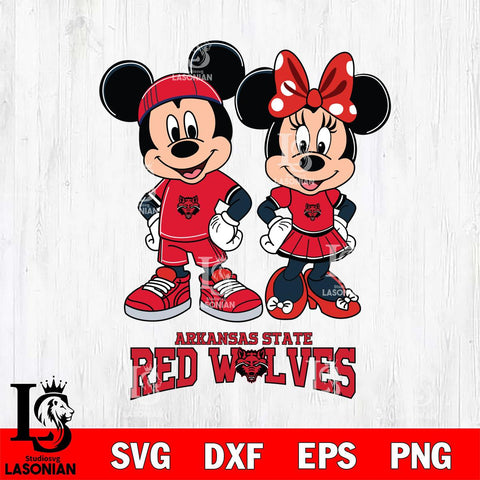Arkansas State Red Wolves Mickey And Minnie Rugby Svg Eps Dxf Png File, NCAA svg , Digital Download , Instant Download, Cricut File