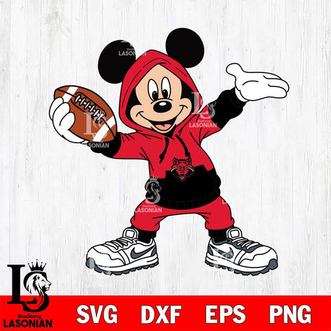 Arkansas State Red Wolves Mickey Disney Football Christmas File Cut, NCAA SVG DXF EPS PNG FILE, Digital Download , Criucut , Silhouette