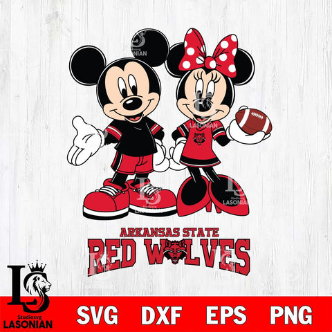 Arkansas State Red Wolves Mickey Minnie Football Svg Eps Dxf Png File, NCAA svg , Digital Download , Instant Download, Cricut File
