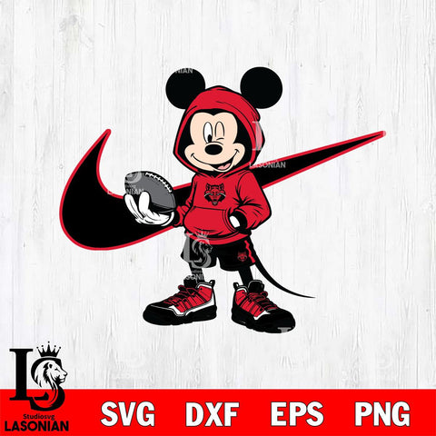 Arkansas State Red Wolves Mickey Wearing Hoodie Sport Svg Eps Dxf Png File, NCAA svg, Digital Download, Instant Download
