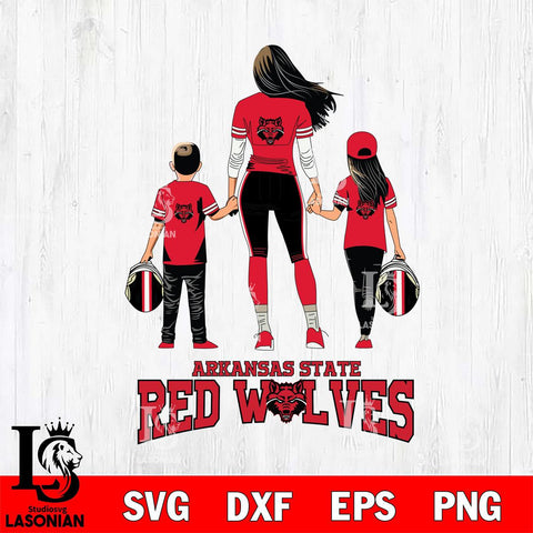 Arkansas State Red Wolves Mother and son Rugby SVG DXF EPS PNG FILE,NCAA SVG, Father day Digital Download,Instant Download, Silhouette