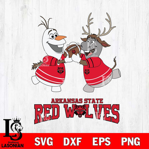 Arkansas State Red Wolves Olaf & Sven Football Cricut,Christmas SVG DXF EPS PNG FILE, NCAA Digital Download,Instant Download, Silhouette