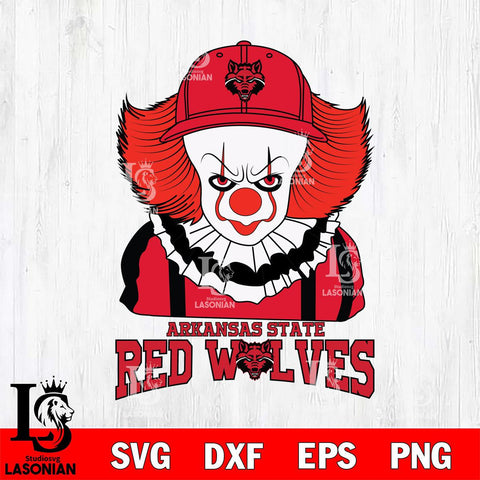 Arkansas State Red Wolves Pennywise Horror Sport 10 Svg Eps Dxf Png File, Digital Download