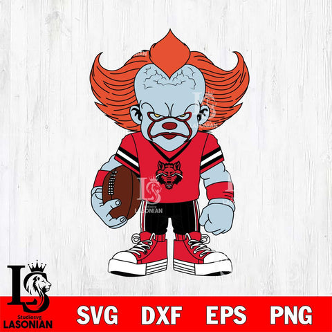 Arkansas State Red Wolves Pennywise Horror Sport 11 Svg Eps Dxf Png File, Digital Download