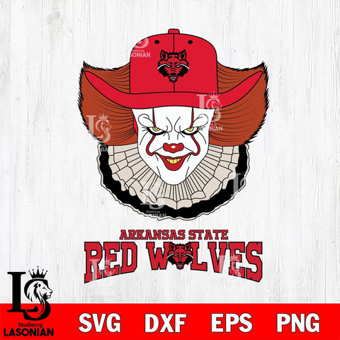 Arkansas State Red Wolves Pennywise Horror Sport 12 Svg Eps Dxf Png File, Digital Download