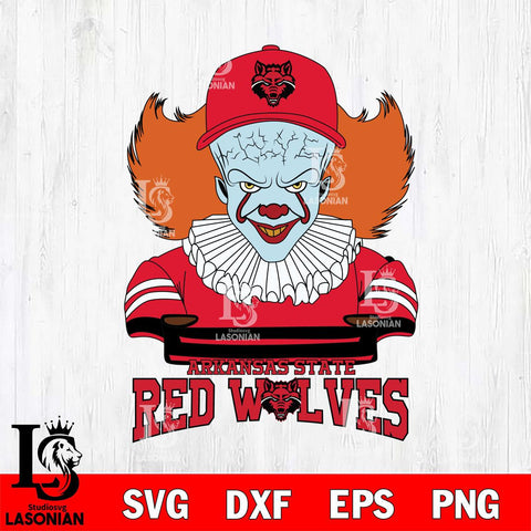 Arkansas State Red Wolves Pennywise Horror Sport 2 Svg Eps Dxf Png File, Digital Download