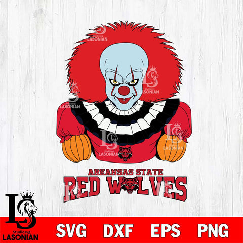 Arkansas State Red Wolves Pennywise Horror Sport 3 Svg Eps Dxf Png File, Digital Download