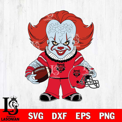 Arkansas State Red Wolves Pennywise Horror Sport Svg Eps Dxf Png File, Digital Download