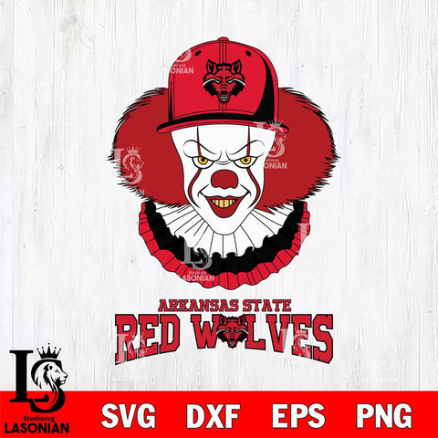 Arkansas State Red Wolves Pennywise Horror Sport 4 Svg Eps Dxf Png File, Digital Download