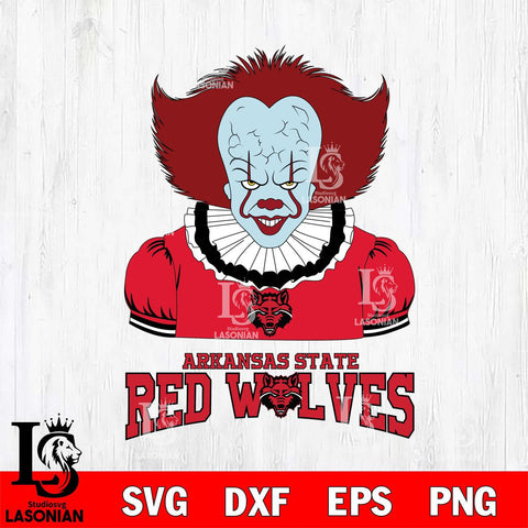 Arkansas State Red Wolves Pennywise Horror Sport 5 Svg Eps Dxf Png File, Digital Download
