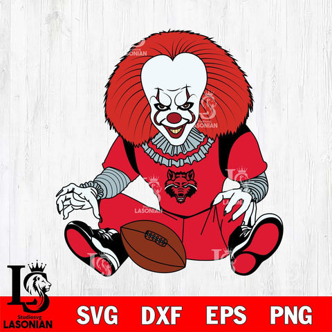 Arkansas State Red Wolves Pennywise Horror Sport 6 Svg Eps Dxf Png File, Digital Download