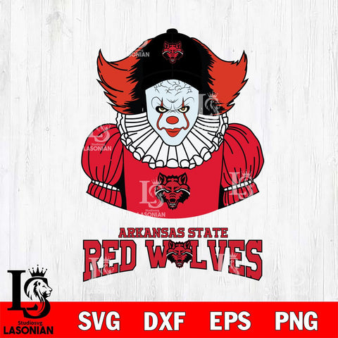 Arkansas State Red Wolves Pennywise Horror Sport 7 Svg Eps Dxf Png File, Digital Download