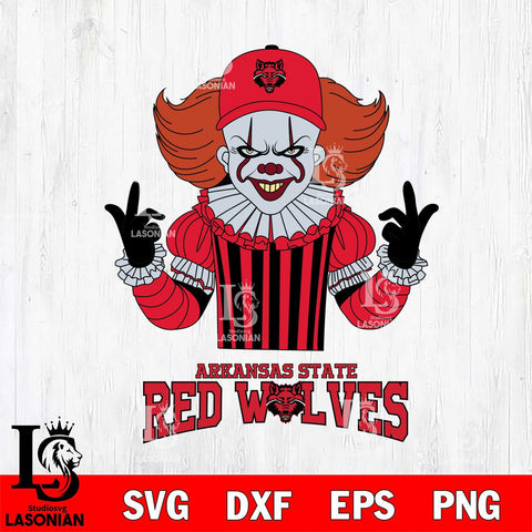 Arkansas State Red Wolves Pennywise Horror Sport 8 Svg Eps Dxf Png File, Digital Download