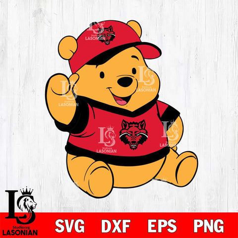 Arkansas State Red Wolves Pooh Bear Svg Eps Dxf Png File, NCAA svg, Digital Download, Instant Download