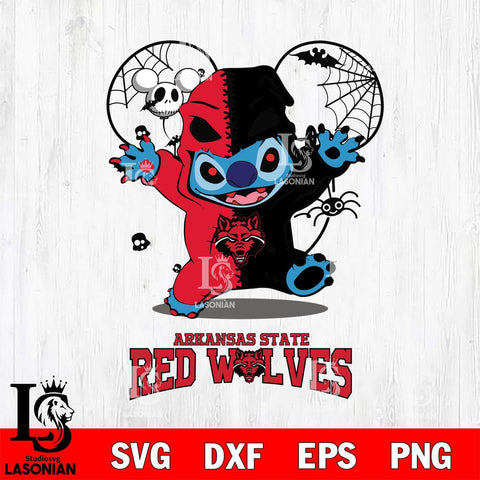 Arkansas State Red Wolves Stitch Horror Halloween 2 Svg Eps Dxf Png File, Digital Download, Instant Download