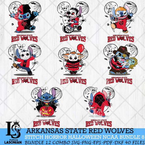 Arkansas State Red Wolves Stitch Horror Halloween Bundle NCAA Svg Eps Dxf Png File, Digital Download, Instant Download
