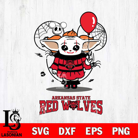 Arkansas State Red Wolves Stitch Pennywise Halloween Svg Eps Dxf Png File, Digital Download, Instant Download