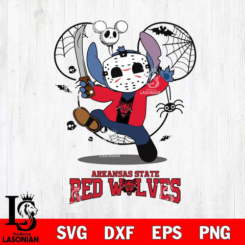 Arkansas State Red Wolves Stitch jason voorhees Halloween Svg Eps Dxf Png File, Digital Download, Instant Download