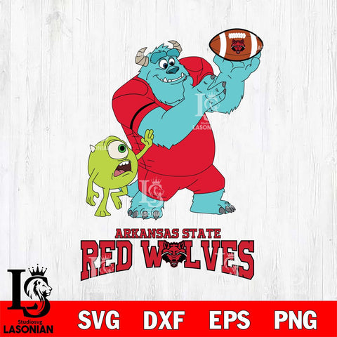 Arkansas State Red Wolves Sully & Mike Football Cricut,Christmas SVG DXF EPS PNG FILE, NCAA Digital Download,Instant Download, Silhouette