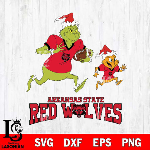 Arkansas State Red Wolves The Grinch & Max Football Cricut,Christmas SVG DXF EPS PNG FILE, NCAA Digital Download,Instant Download, Silhouette