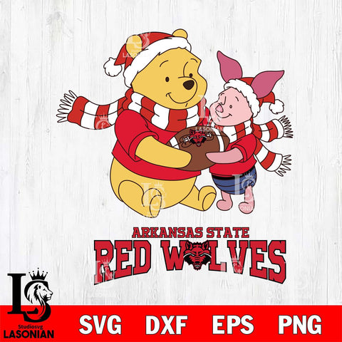 Arkansas State Red Wolves Winnie the Pooh & Piglet Football Cricut,Christmas SVG DXF EPS PNG FILE, NCAA Digital Download,Instant Download, Silhouette
