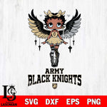Army Black Knights Anglel Black Fan Girl Betty Boop, Svg Eps Dxf Png File, Digital Download
