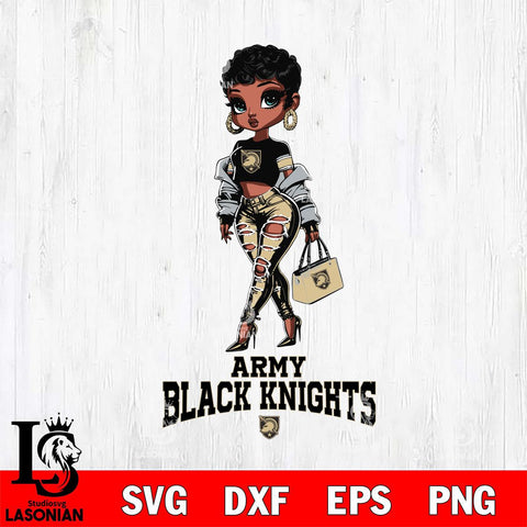 Army Black Knights Beautiful Black Fan Girl, Svg Eps Dxf Png File, Digital Download