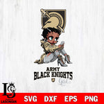 Army Black Knights Beauty Black Fan Girl Football, Svg Eps Dxf Png File, Digital Download
