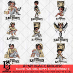 Army Black Knights Black Fan Girl Betty Boop Bundle 9, Svg Eps Dxf Png File, Digital Download