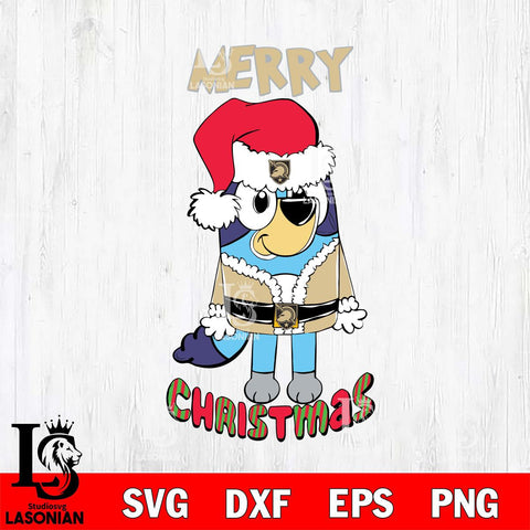 Army Black Knights Bluey Merry Christmas Bluey Santa Claus Svg Eps Dxf Png File, Digital Download