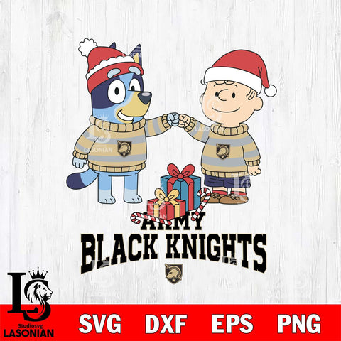 Army Black Knights Bluey With Charlie Brown Christmas File Cut, NCAA SVG DXF EPS PNG FILE, Digital Download,Instant Download, Silhouette