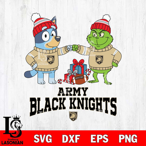 Army Black Knights Bluey With Grinch Christmas File Cut, NCAA SVG DXF EPS PNG FILE, Digital Download,Instant Download, Silhouette