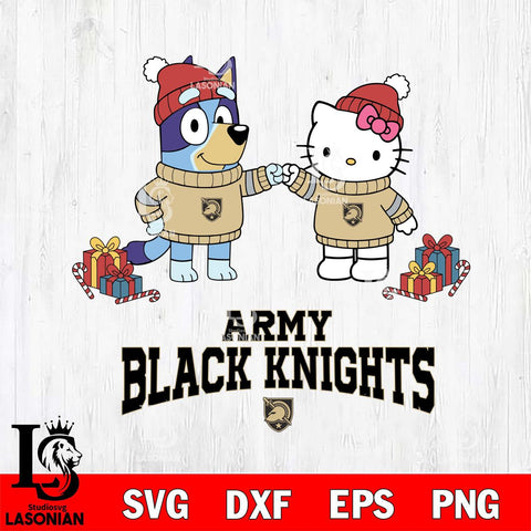 Army Black Knights Bluey With Hello kitty Christmas File Cut, NCAA SVG DXF EPS PNG FILE, Digital Download,Instant Download, Silhouette