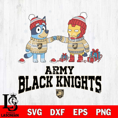 Army Black Knights Bluey With Iron man Christmas File Cut, NCAA SVG DXF EPS PNG FILE, Digital Download,Instant Download, Silhouette