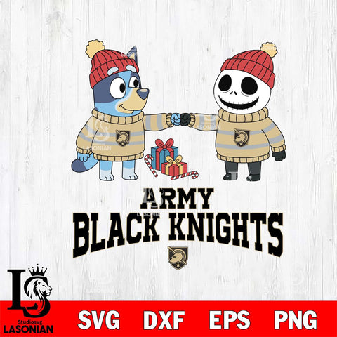 Army Black Knights Bluey With Jack Skellington Christmas File Cut, NCAA SVG DXF EPS PNG FILE, Digital Download,Instant Download, Silhouette