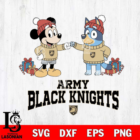 Army Black Knights Bluey With Mickey Christmas File Cut, NCAA SVG DXF EPS PNG FILE, Digital Download,Instant Download, Silhouette