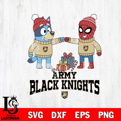 Army Black Knights Bluey With Spider man Christmas File Cut, NCAA SVG DXF EPS PNG FILE, Digital Download,Instant Download, Silhouette